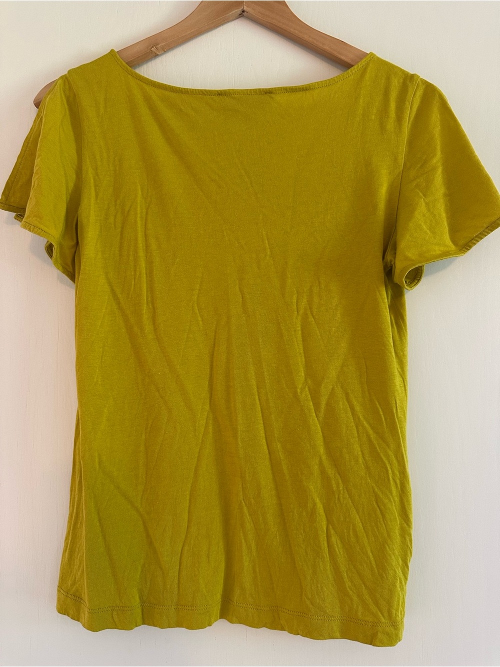 LOFT Yellow Flutter Sleeve Short Sleeve Tee Women’s Small - Picture 9 of 13